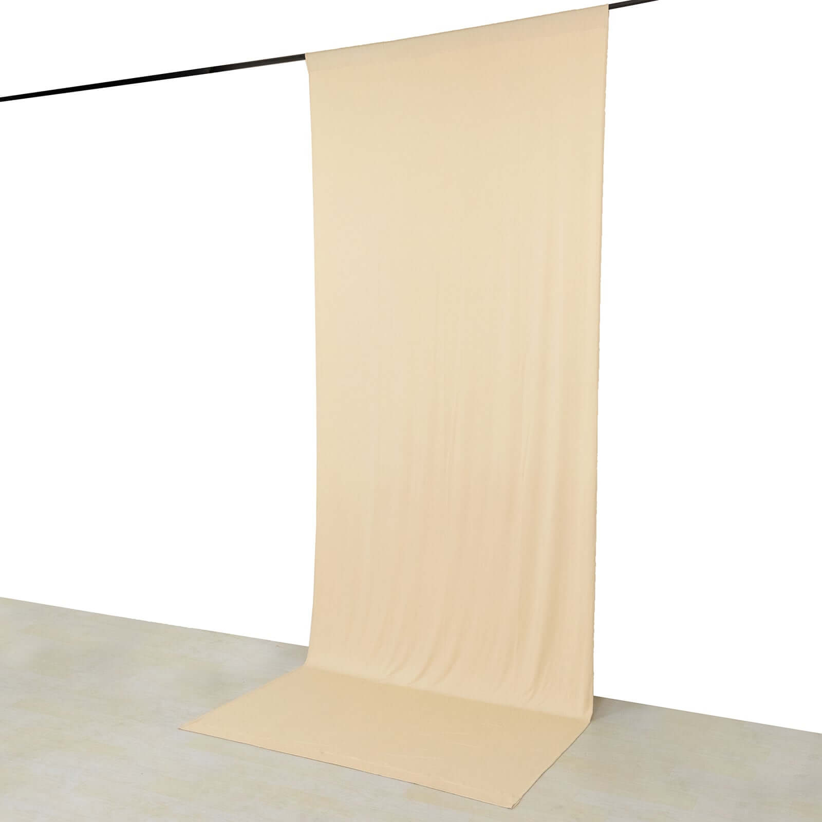 Beige 4 - Way Stretch Spandex Event Curtain Drapes, Wrinkle Free Backdrop Event Panel with Rod Pockets - 5ftx12ft - Bell Racket Store