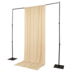 Beige 4 - Way Stretch Spandex Event Curtain Drapes, Wrinkle Free Backdrop Event Panel with Rod Pockets - 5ftx12ft - Bell Racket Store
