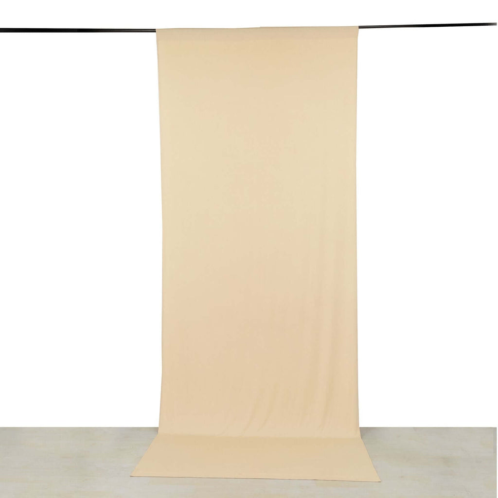 Beige 4 - Way Stretch Spandex Event Curtain Drapes, Wrinkle Free Backdrop Event Panel with Rod Pockets - 5ftx12ft - Bell Racket Store