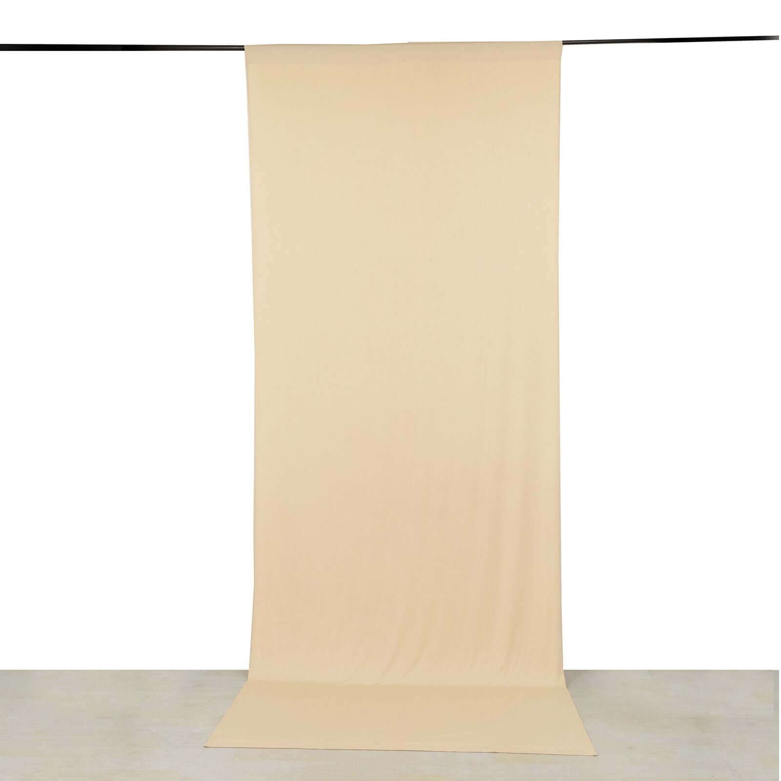 Beige 4 - Way Stretch Spandex Event Curtain Drapes, Wrinkle Free Backdrop Event Panel with Rod Pockets - 5ftx12ft - Bell Racket Store