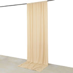 Beige 4 - Way Stretch Spandex Event Curtain Drapes, Wrinkle Free Backdrop Event Panel with Rod Pockets - 5ftx12ft - Bell Racket Store
