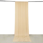 Beige 4 - Way Stretch Spandex Event Curtain Drapes, Wrinkle Free Backdrop Event Panel with Rod Pockets - 5ftx14ft - Bell Racket Store