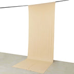 Beige 4 - Way Stretch Spandex Event Curtain Drapes, Wrinkle Free Backdrop Event Panel with Rod Pockets - 5ftx14ft - Bell Racket Store