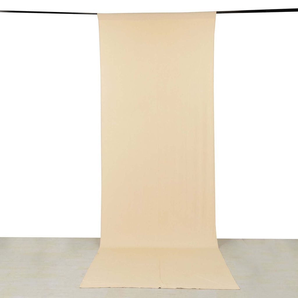 Beige 4 - Way Stretch Spandex Event Curtain Drapes, Wrinkle Free Backdrop Event Panel with Rod Pockets - 5ftx14ft - Bell Racket Store