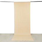 Beige 4 - Way Stretch Spandex Event Curtain Drapes, Wrinkle Free Backdrop Event Panel with Rod Pockets - 5ftx14ft - Bell Racket Store