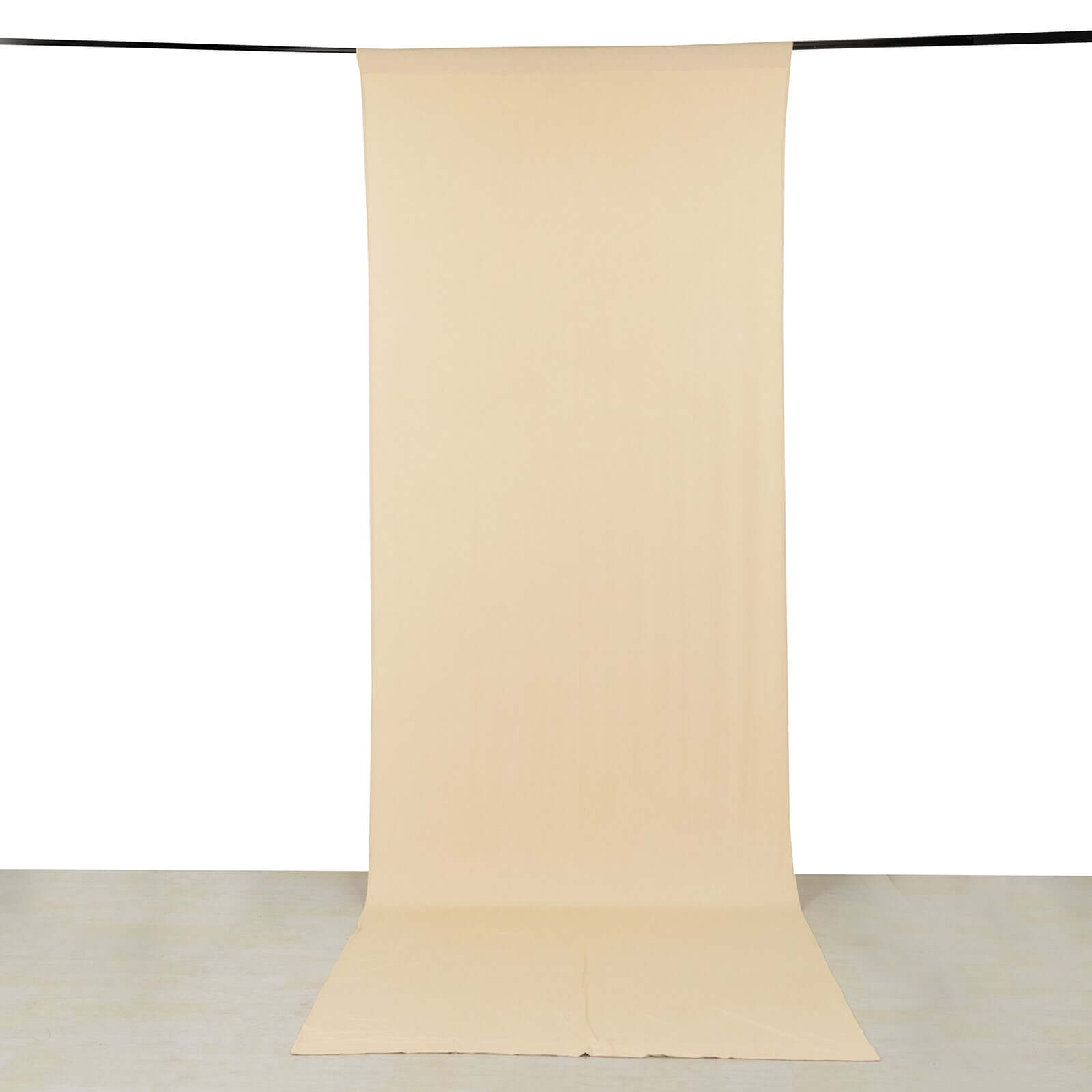 Beige 4 - Way Stretch Spandex Event Curtain Drapes, Wrinkle Free Backdrop Event Panel with Rod Pockets - 5ftx14ft - Bell Racket Store