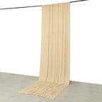 Beige 4 - Way Stretch Spandex Event Curtain Drapes, Wrinkle Free Backdrop Event Panel with Rod Pockets - 5ftx14ft - Bell Racket Store