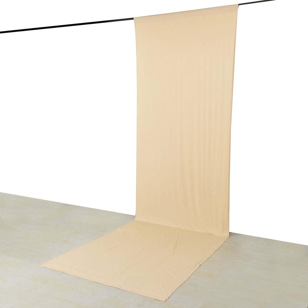 Beige 4 - Way Stretch Spandex Event Curtain Drapes, Wrinkle Free Backdrop Event Panel with Rod Pockets - 5ftx16ft - Bell Racket Store