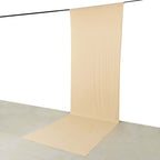 Beige 4 - Way Stretch Spandex Event Curtain Drapes, Wrinkle Free Backdrop Event Panel with Rod Pockets - 5ftx16ft - Bell Racket Store