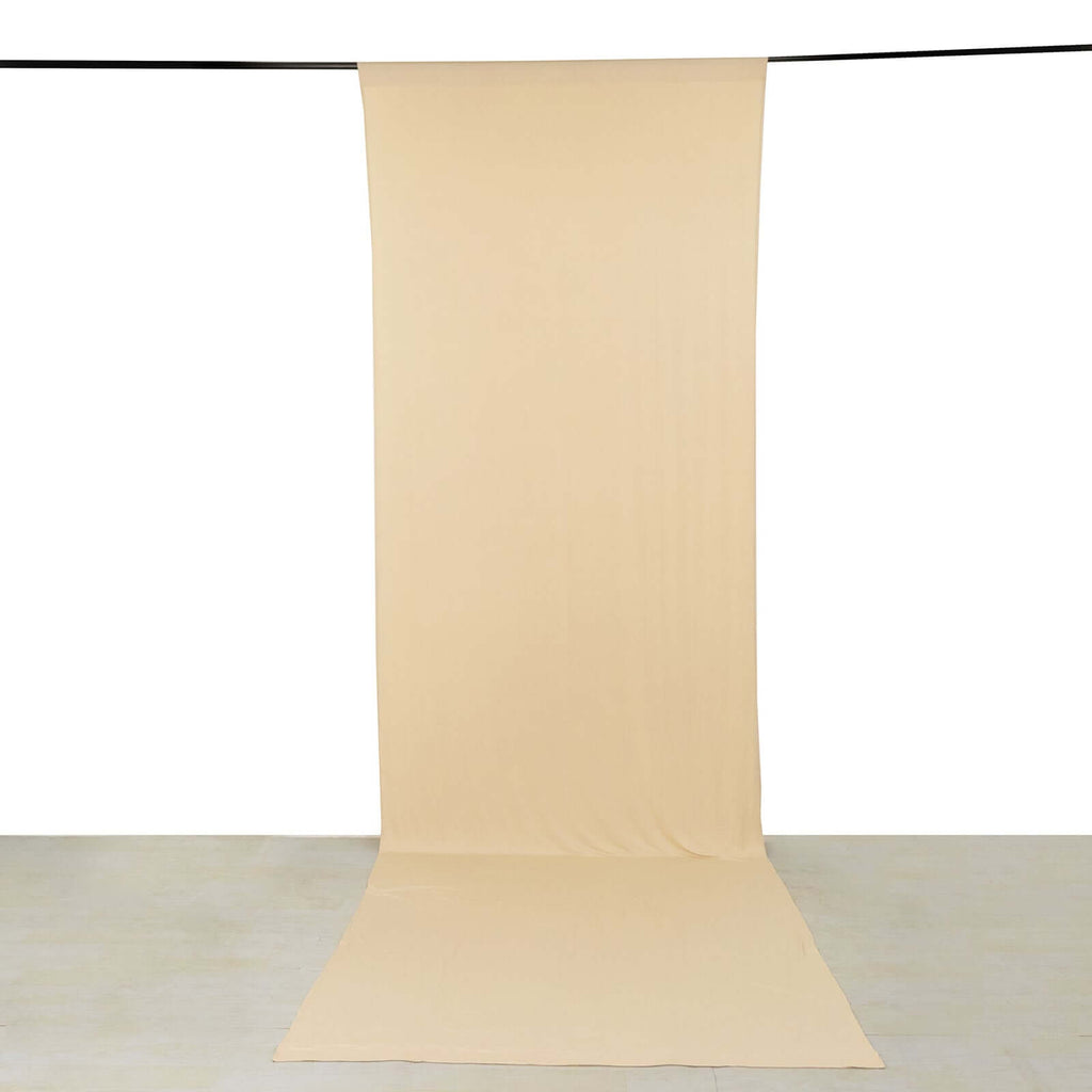 Beige 4 - Way Stretch Spandex Event Curtain Drapes, Wrinkle Free Backdrop Event Panel with Rod Pockets - 5ftx16ft - Bell Racket Store