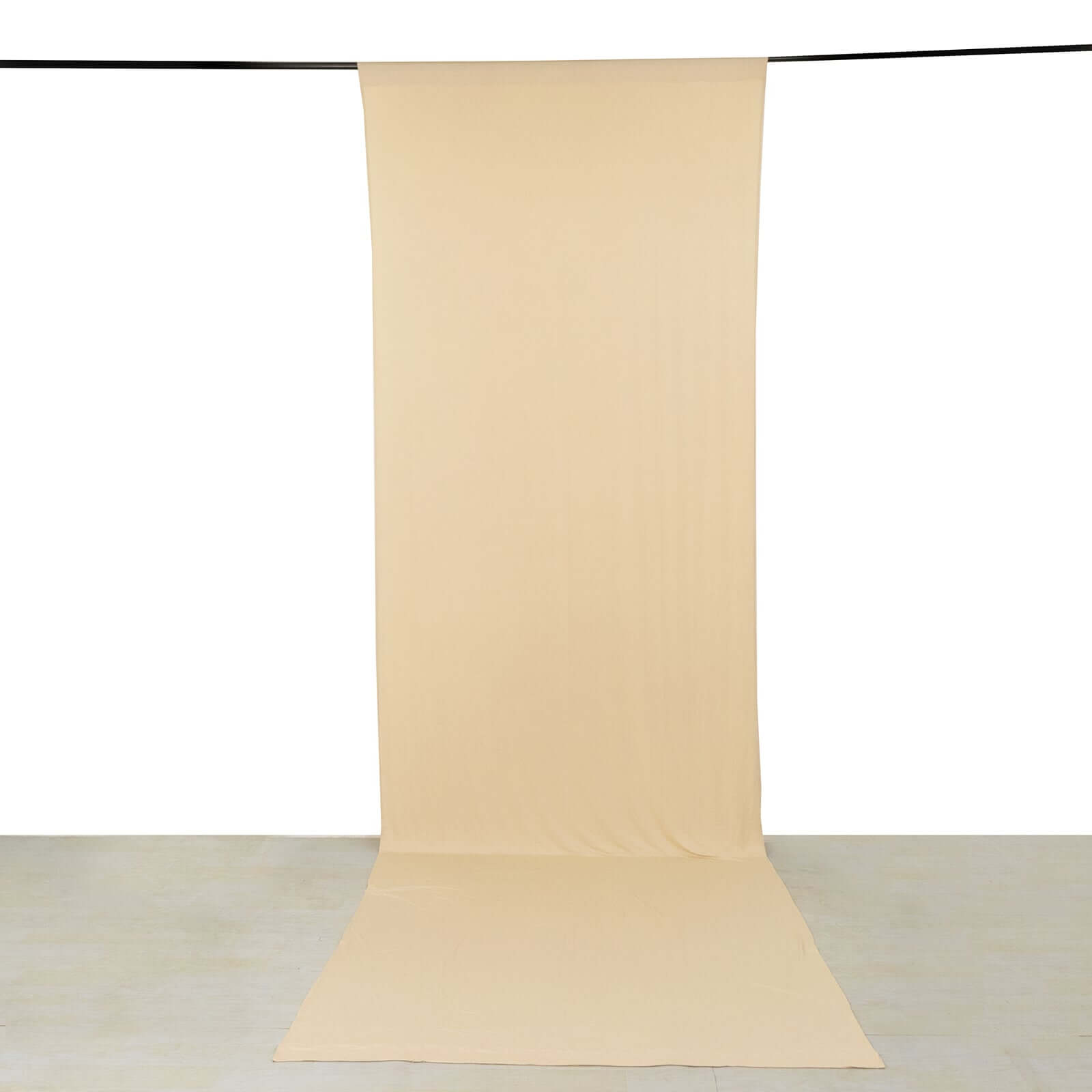Beige 4 - Way Stretch Spandex Event Curtain Drapes, Wrinkle Free Backdrop Event Panel with Rod Pockets - 5ftx16ft - Bell Racket Store