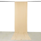 Beige 4 - Way Stretch Spandex Event Curtain Drapes, Wrinkle Free Backdrop Event Panel with Rod Pockets - 5ftx16ft - Bell Racket Store