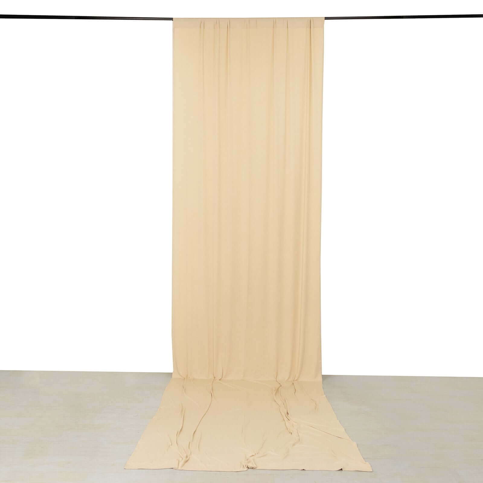 Beige 4 - Way Stretch Spandex Event Curtain Drapes, Wrinkle Free Backdrop Event Panel with Rod Pockets - 5ftx16ft - Bell Racket Store