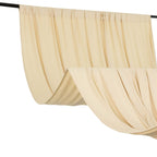 Beige 4 - Way Stretch Spandex Event Curtain Drapes, Wrinkle Free Backdrop Event Panel with Rod Pockets - 5ftx16ft - Bell Racket Store