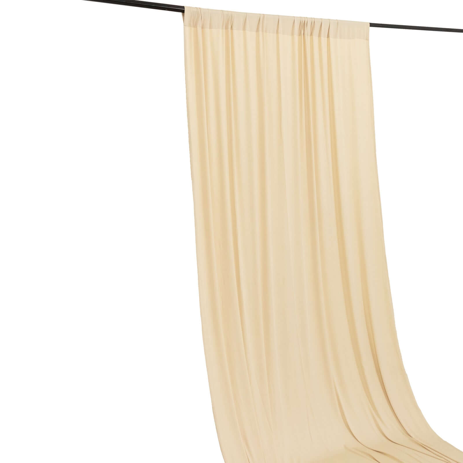 Beige 4 - Way Stretch Spandex Event Curtain Drapes, Wrinkle Free Backdrop Event Panel with Rod Pockets - 5ftx18ft - Bell Racket Store