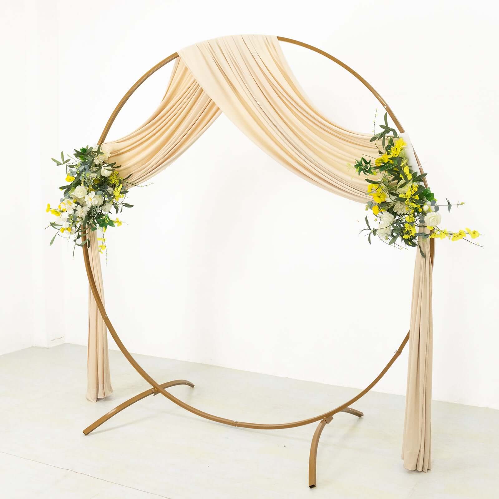 Beige 4 - Way Stretch Spandex Event Curtain Drapes, Wrinkle Free Backdrop Event Panel with Rod Pockets - 5ftx18ft - Bell Racket Store