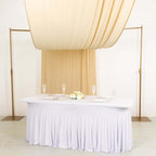 Beige 4 - Way Stretch Spandex Event Curtain Drapes, Wrinkle Free Backdrop Event Panel with Rod Pockets - 5ftx18ft - Bell Racket Store