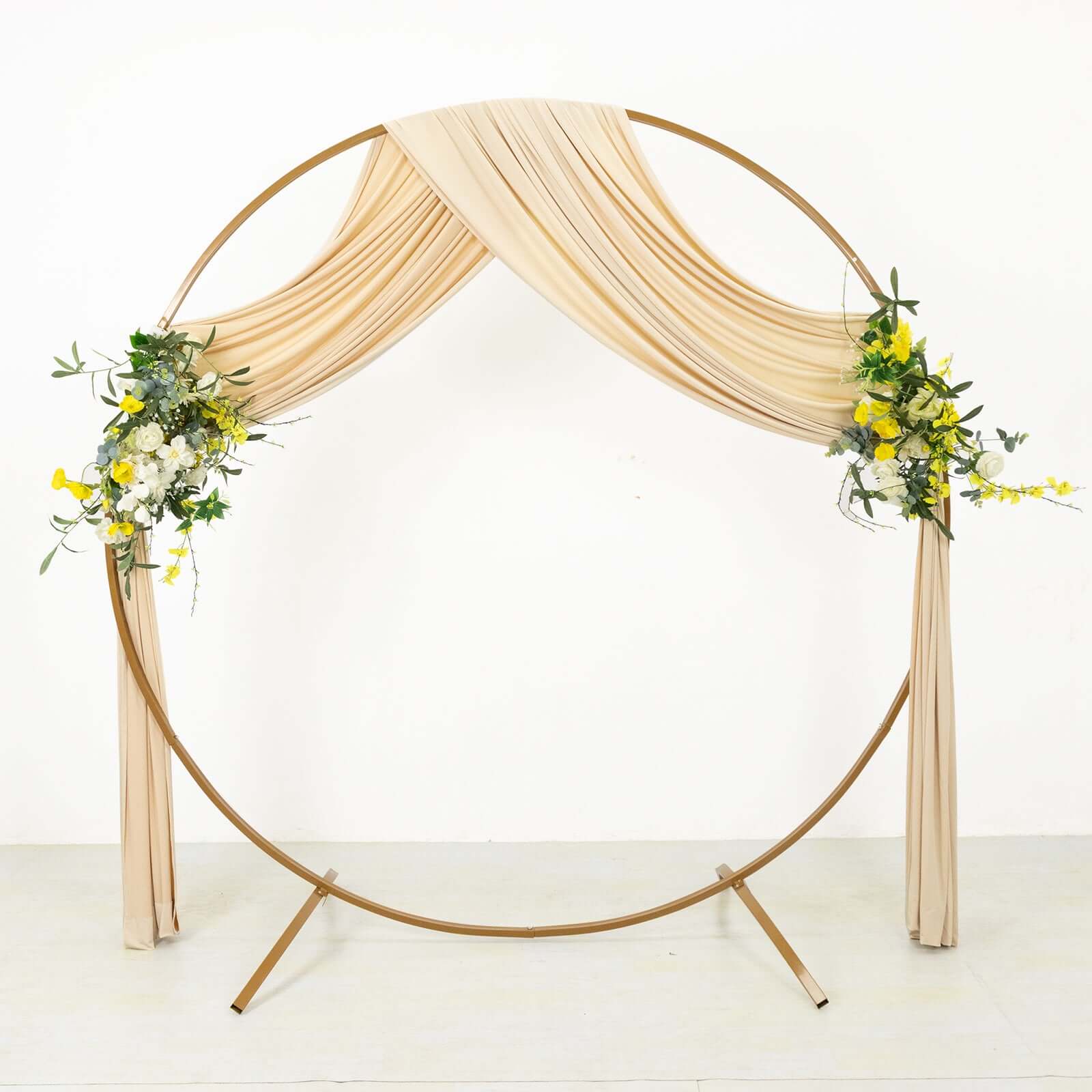 Beige 4 - Way Stretch Spandex Event Curtain Drapes, Wrinkle Free Backdrop Event Panel with Rod Pockets - 5ftx18ft - Bell Racket Store