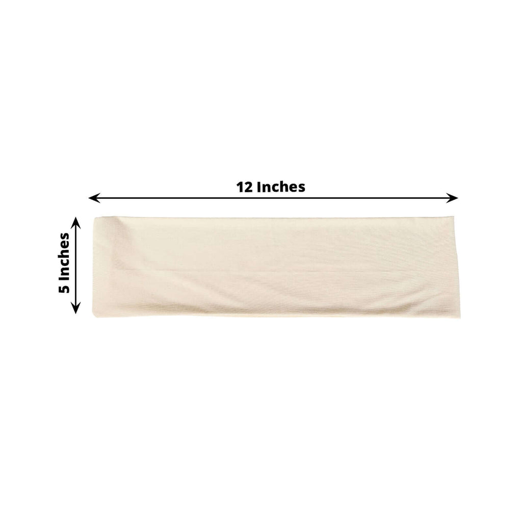 5 Pack Stretch Spandex Chair Sashes Beige - Fitted Finish Two Ply Heavy Duty Chair Bands 5"x12"