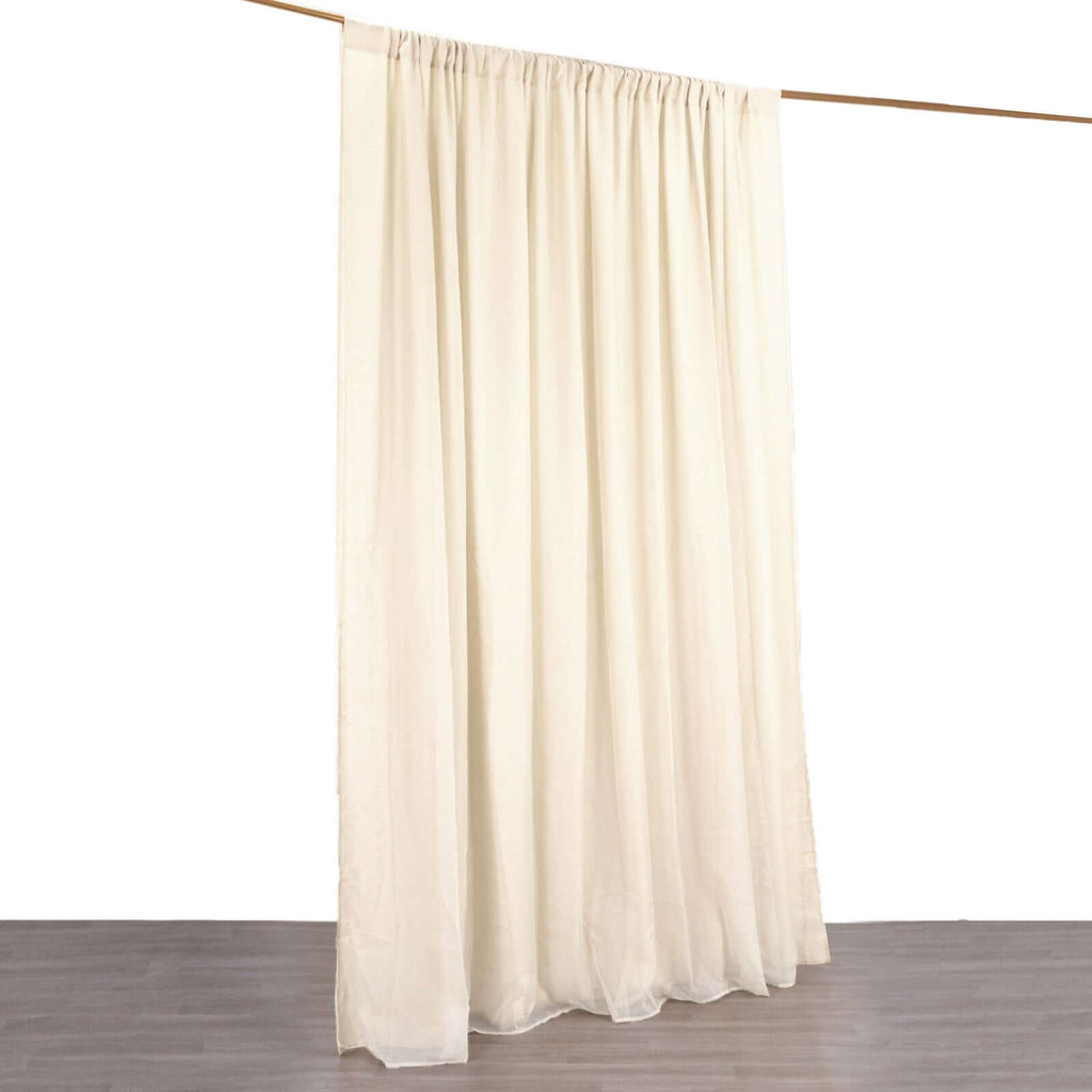 Beige Chiffon Polyester Event Curtain Drapes, Dual Layer Divider Backdrop Curtain Panels with Rod Pockets - 10ftx10ft - Bell Racket Store