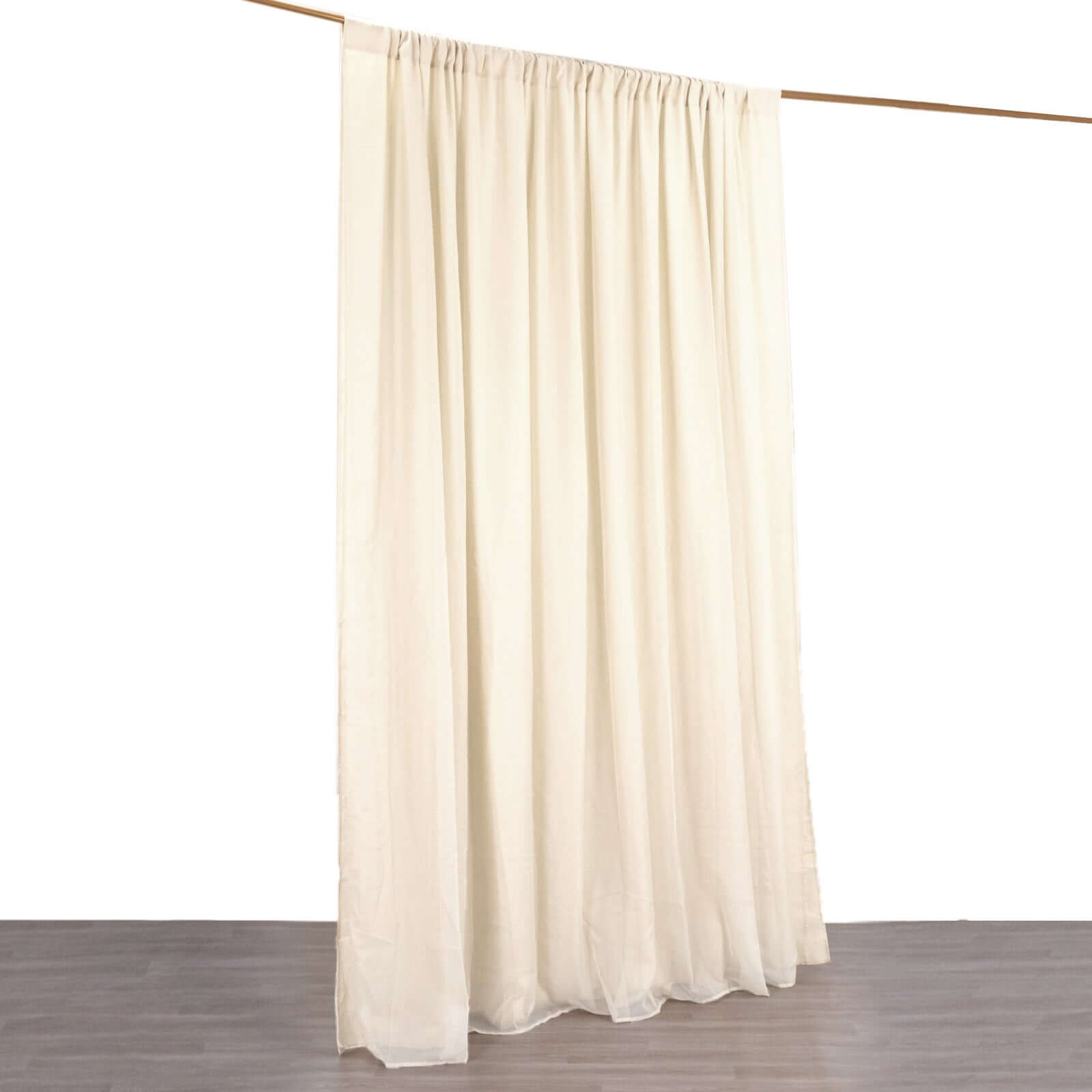 Beige Chiffon Polyester Event Curtain Drapes, Dual Layer Divider Backdrop Curtain Panels with Rod Pockets - 10ftx10ft - Bell Racket Store