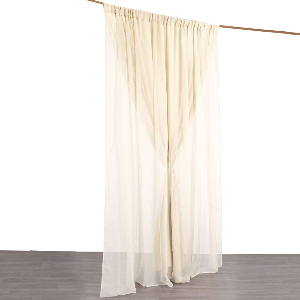 Beige Chiffon Polyester Event Curtain Drapes, Dual Layer Divider Backdrop Curtain Panels with Rod Pockets - 10ftx10ft - Bell Racket Store