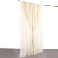 Beige Chiffon Polyester Event Curtain Drapes, Dual Layer Divider Backdrop Curtain Panels with Rod Pockets - 10ftx10ft - Bell Racket Store