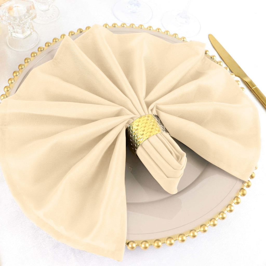 5 Pack Polyester 20"x20" Napkins Beige - Wrinkle Resistant & Easy Care Cloth Napkins