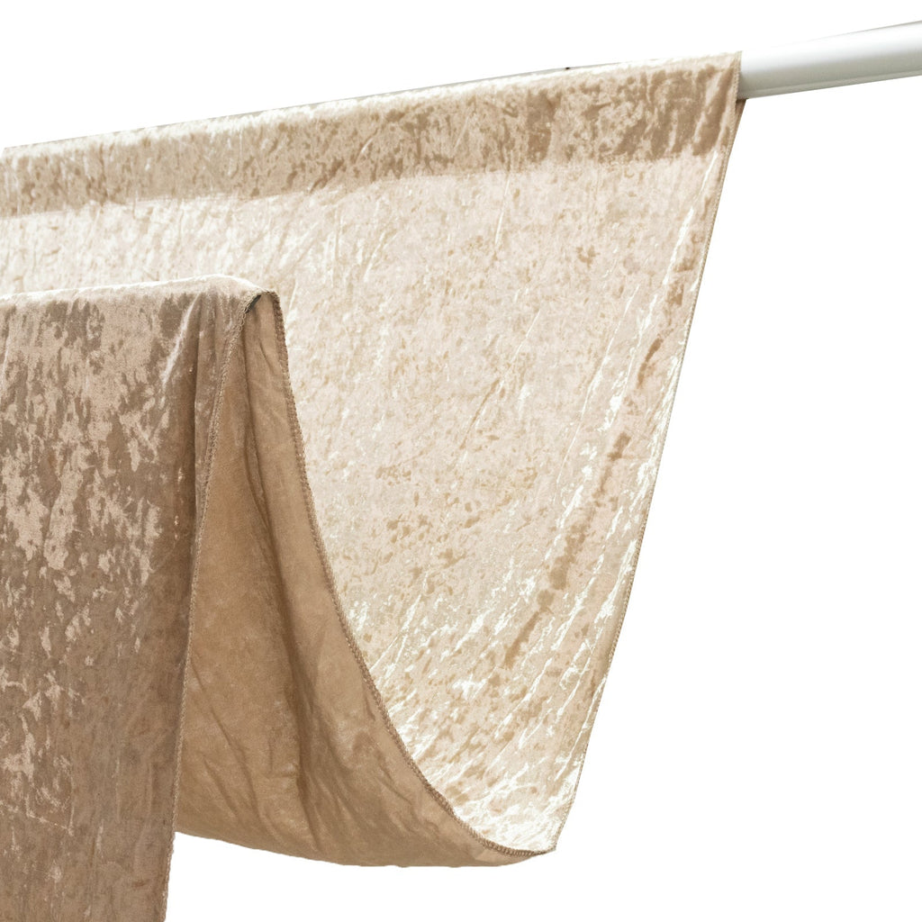 Beige Crushed Velvet Backdrop Curtain â€“ 5ft x 10ft Event Drape with Rod Pocket, Privacy Panel for Photo Booths & Events - Bell Racket Store