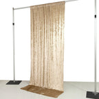 Beige Crushed Velvet Backdrop Curtain â€“ 5ft x 10ft Event Drape with Rod Pocket, Privacy Panel for Photo Booths & Events - Bell Racket Store