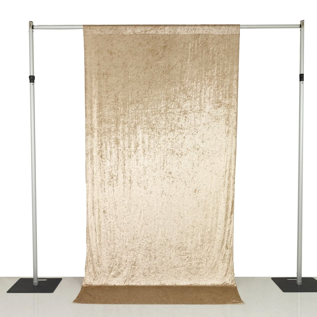 Beige Crushed Velvet Backdrop Curtain â€“ 5ft x 10ft Event Drape with Rod Pocket, Privacy Panel for Photo Booths & Events - Bell Racket Store