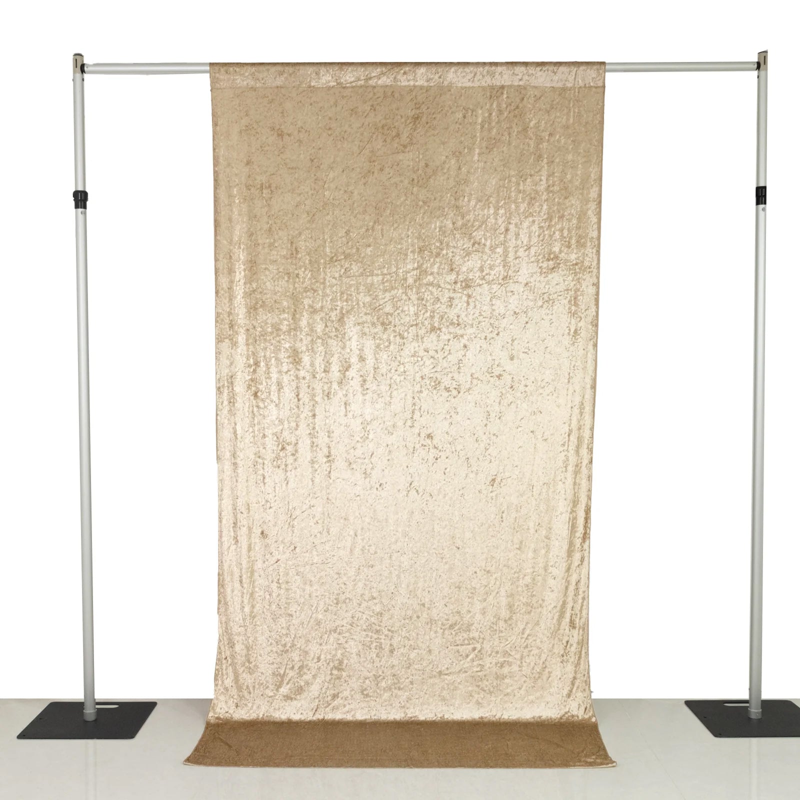 Beige Crushed Velvet Backdrop Curtain â€“ 5ft x 10ft Event Drape with Rod Pocket, Privacy Panel for Photo Booths & Events - Bell Racket Store