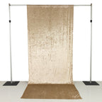 Beige Crushed Velvet Backdrop Curtain â€“ 5ft x 12ft Event Drape with Rod Pocket, Privacy Panel for Photo Booths & Events - Bell Racket Store