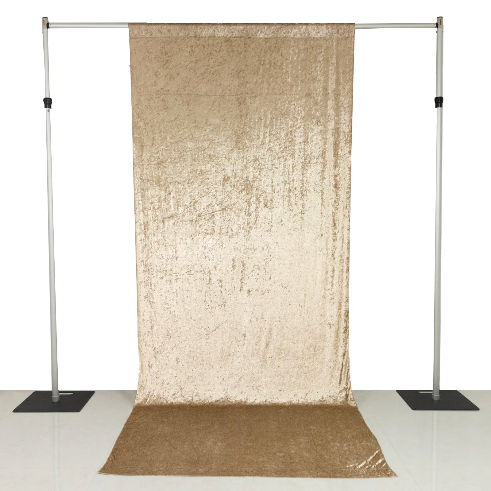 Beige Crushed Velvet Backdrop Curtain â€“ 5ft x 12ft Event Drape with Rod Pocket, Privacy Panel for Photo Booths & Events - Bell Racket Store