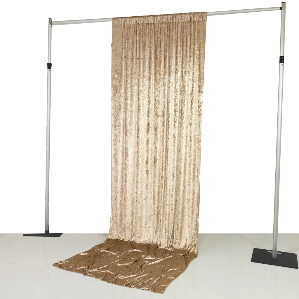 Beige Crushed Velvet Backdrop Curtain â€“ 5ft x 12ft Event Drape with Rod Pocket, Privacy Panel for Photo Booths & Events - Bell Racket Store