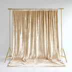 Beige Crushed Velvet Backdrop Curtain â€“ 5ft x 12ft Event Drape with Rod Pocket, Privacy Panel for Photo Booths & Events - Bell Racket Store