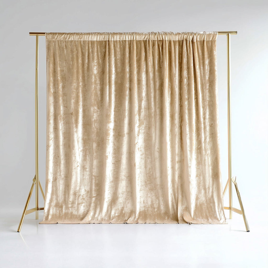 Beige Crushed Velvet Backdrop Curtain â€“ 8ft x 8ft Event Drape with Rod Pocket, Privacy Panel for Photo Booths & Events - Bell Racket Store