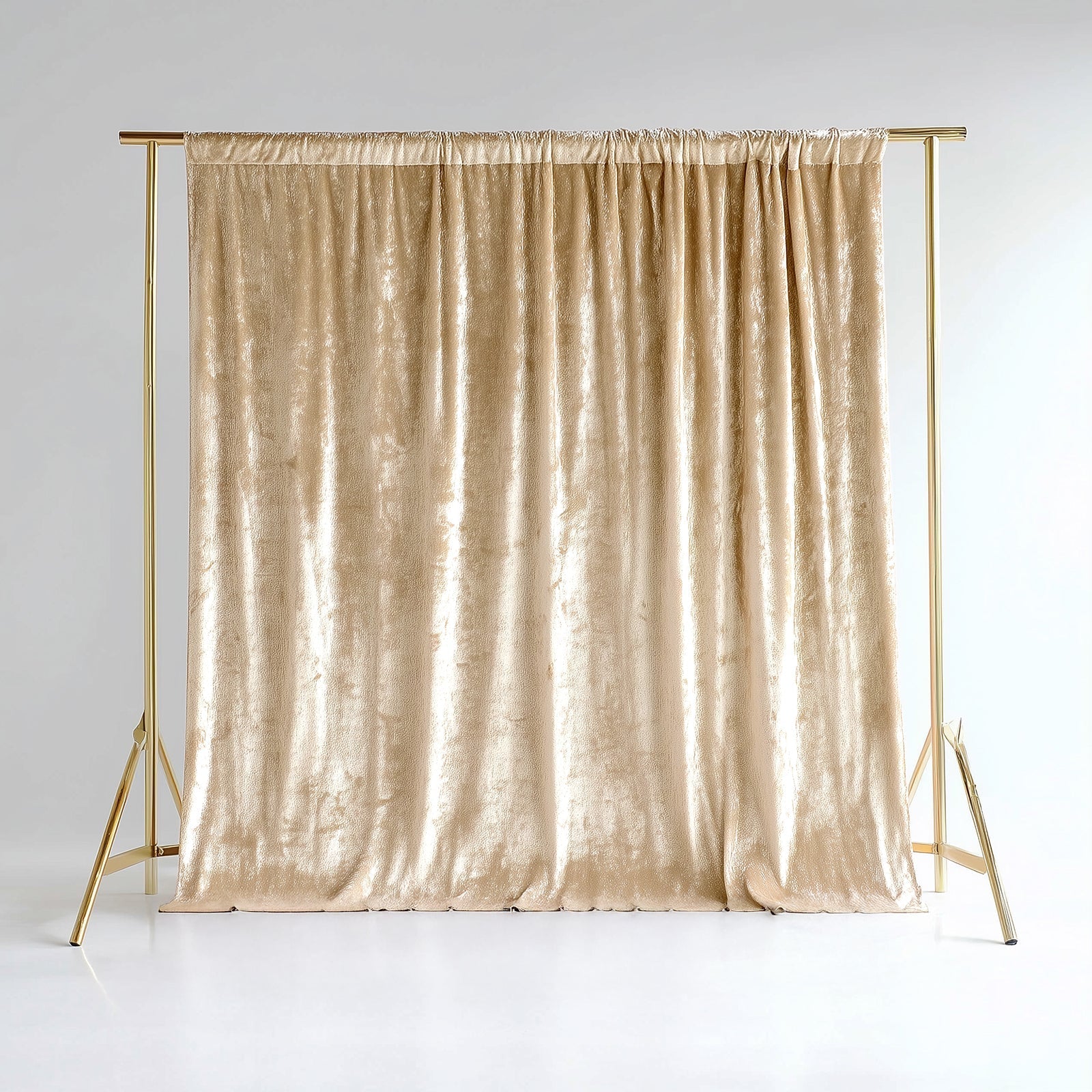 Beige Crushed Velvet Backdrop Curtain â€“ 8ft x 8ft Event Drape with Rod Pocket, Privacy Panel for Photo Booths & Events - Bell Racket Store