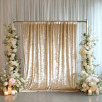 Beige Crushed Velvet Backdrop Curtain â€“ 8ft x 8ft Event Drape with Rod Pocket, Privacy Panel for Photo Booths & Events - Bell Racket Store