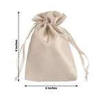 12 Pack 6"x9" Beige Satin Drawstring Wedding Party Favor Gift Bags