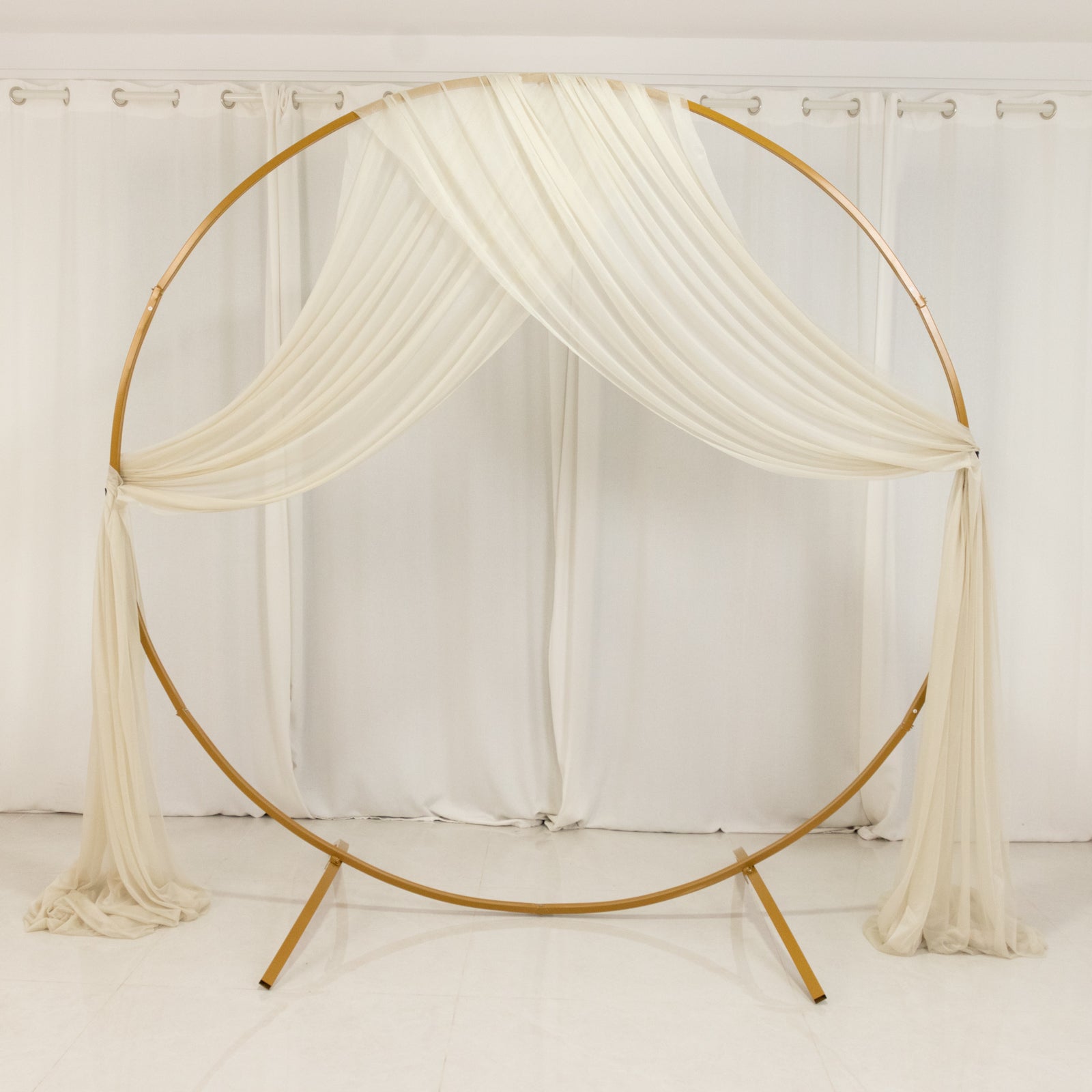 Beige Sheer Backdrop Drape â€“ 5ftx32ft Wedding Arch & Ceiling Decor Panel, Wrinkle Free with Soft Shimmer - Bell Racket Store