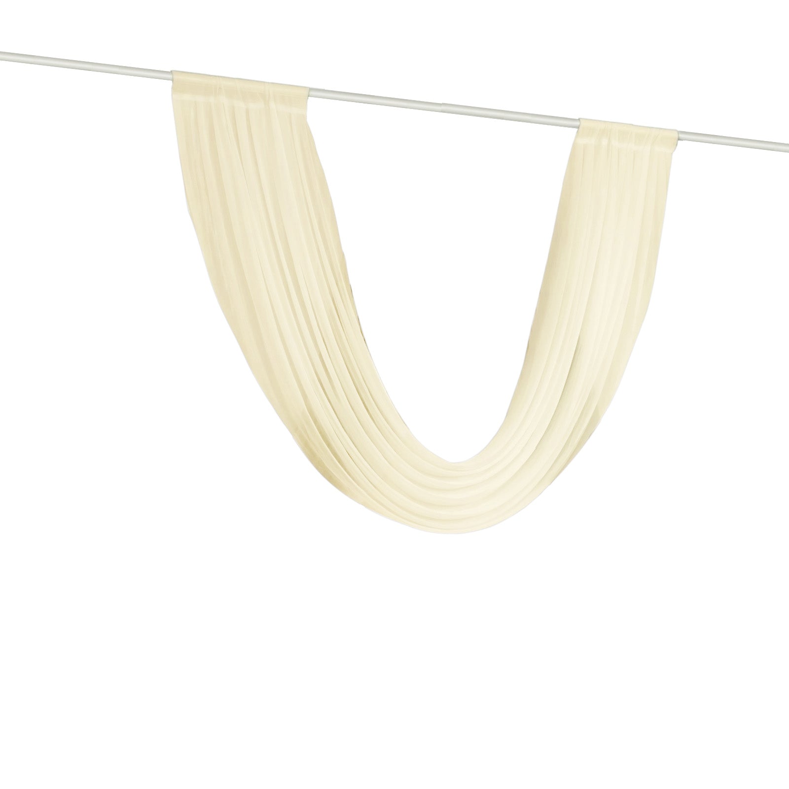 Beige Sheer Chiffon Valance Curtain 4ft x 6ft â€“ Wedding Arch Drape with Rod Pocket, Voile Backdrop Panel - Bell Racket Store