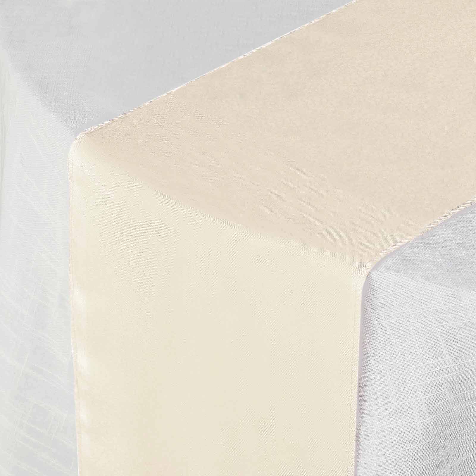 Polyester 12"x108" Table Runner Beige - Durable & Wrinkle-Resistant Table Decor