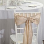 5 Pack Taffeta 6"x106" Chair Sashes Beige Accordion Crinkle Texture - Stylish Decor for Weddings & Gatherings