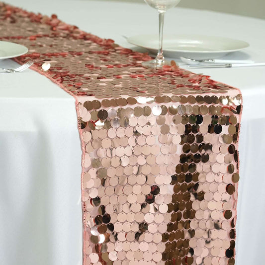 Big Payette Sequin 13"x108" Table Runner Rose Gold - Dazzling Design - NestOCart