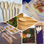 100-Pack Birchwood Knives Natural - Eco Friendly Biodegradable Wooden Utensils for Rustic Themes & Outdoor Parties 7"