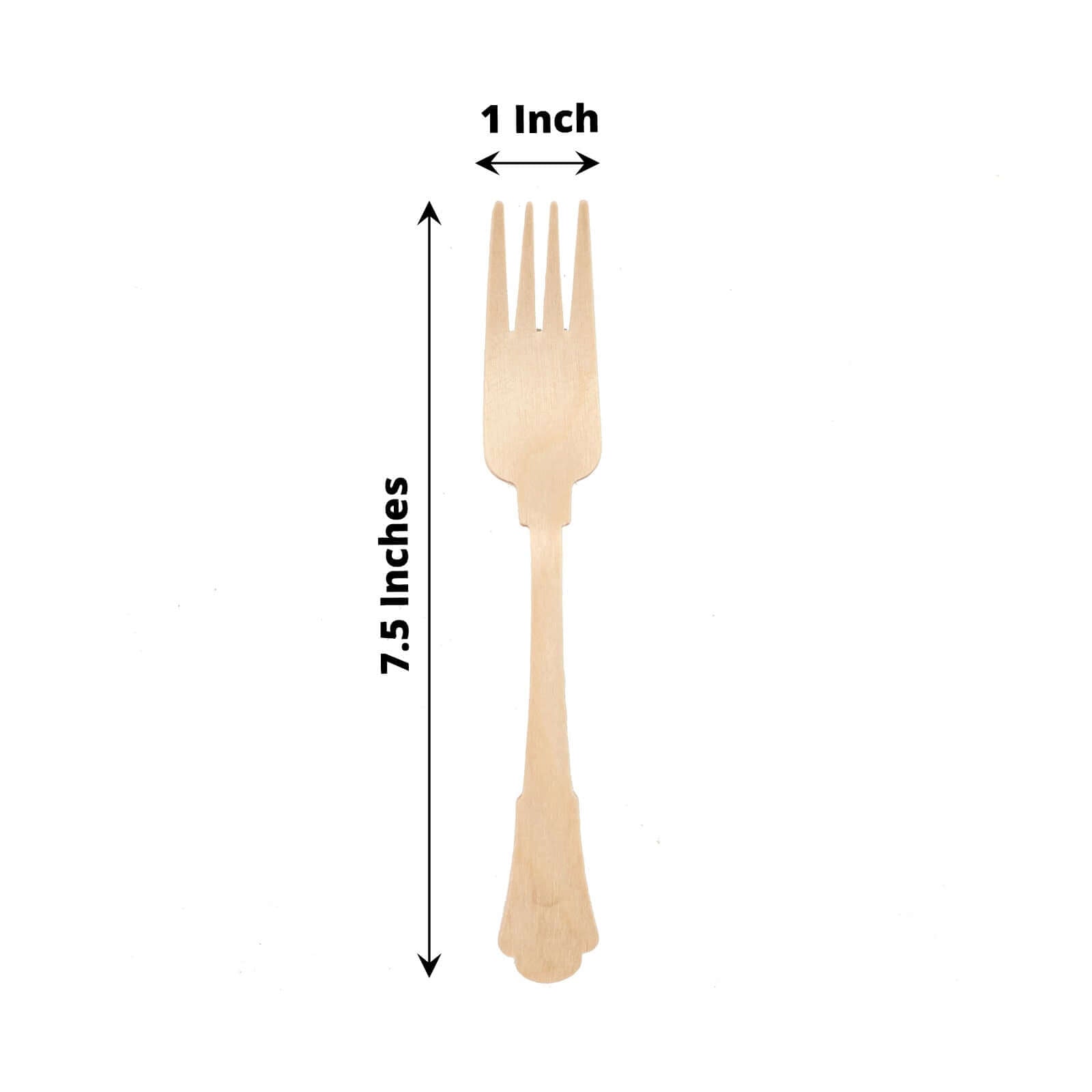 24-Pack Birchwood Forks Natural Vintage Baroque Design - Eco Friendly Biodegradable Wooden Utensils for Rustic Themes & Outdoor Parties 7.5"