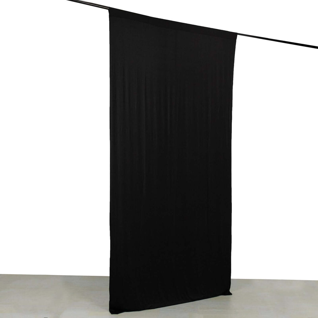 Black 4 - Way Stretch Spandex Event Curtain Drapes, Wrinkle Free Backdrop Event Panel with Rod Pockets - 5ftx10ft - Bell Racket Store