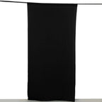 Black 4 - Way Stretch Spandex Event Curtain Drapes, Wrinkle Free Backdrop Event Panel with Rod Pockets - 5ftx10ft - Bell Racket Store