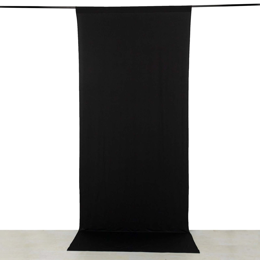 Black 4 - Way Stretch Spandex Event Curtain Drapes, Wrinkle Free Backdrop Event Panel with Rod Pockets - 5ftx12ft - Bell Racket Store